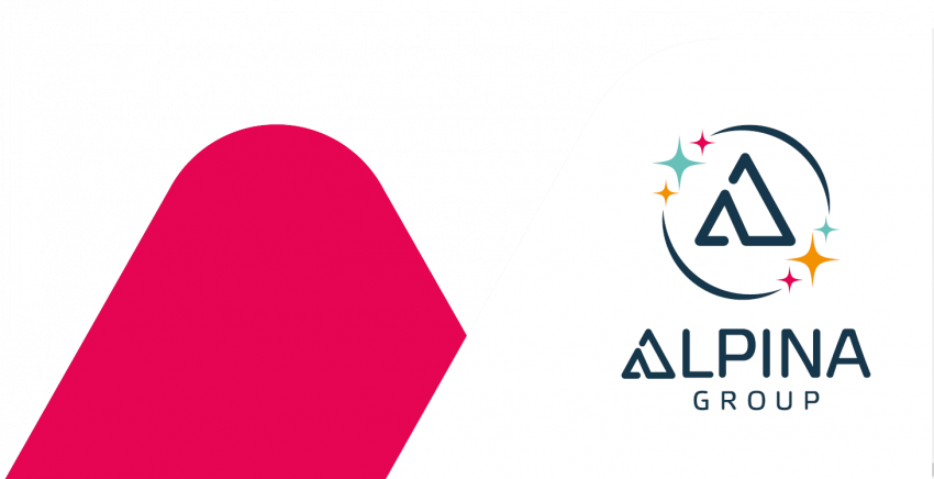 Alpina logo met roze berg
